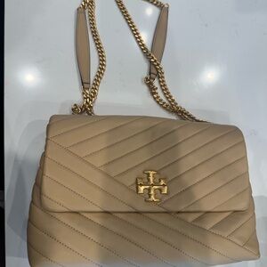 Tory Burch Beige Quilted Shoulder Bag